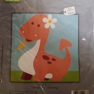 Kinderstickpackung Dino rosa 14 x 14 cm